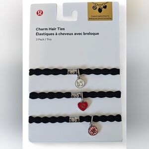 lululemon athletica Charm Hair Ties 3 Pack Black and Silver, New